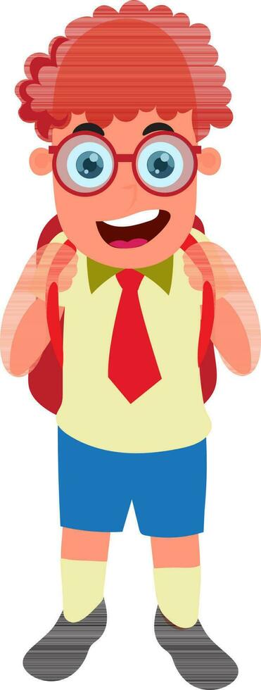 tekenfilm karakter van school- jongen met tas. vector