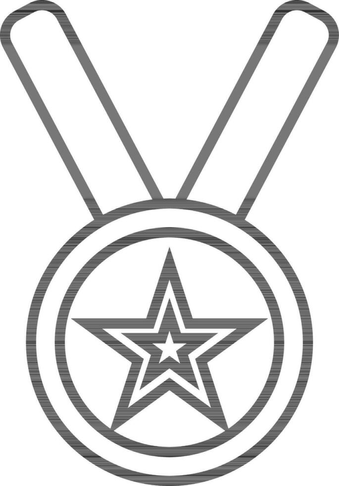 zwart lijn kunst ster versierd cirkel medaille. vector