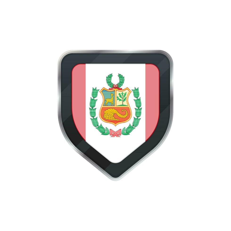 grijs schild versierd door vlag van Peru. vector