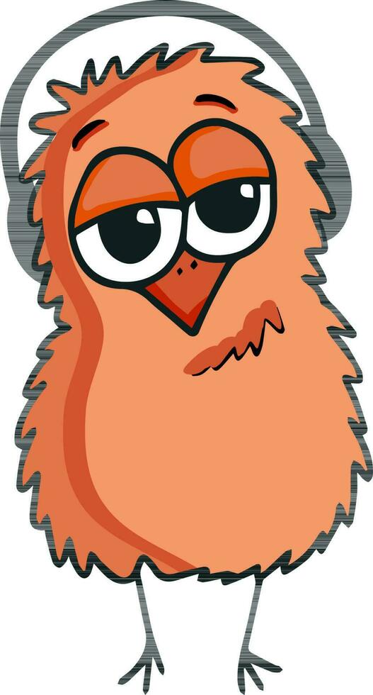 schattig vogel met hoofdtelefoon. vector