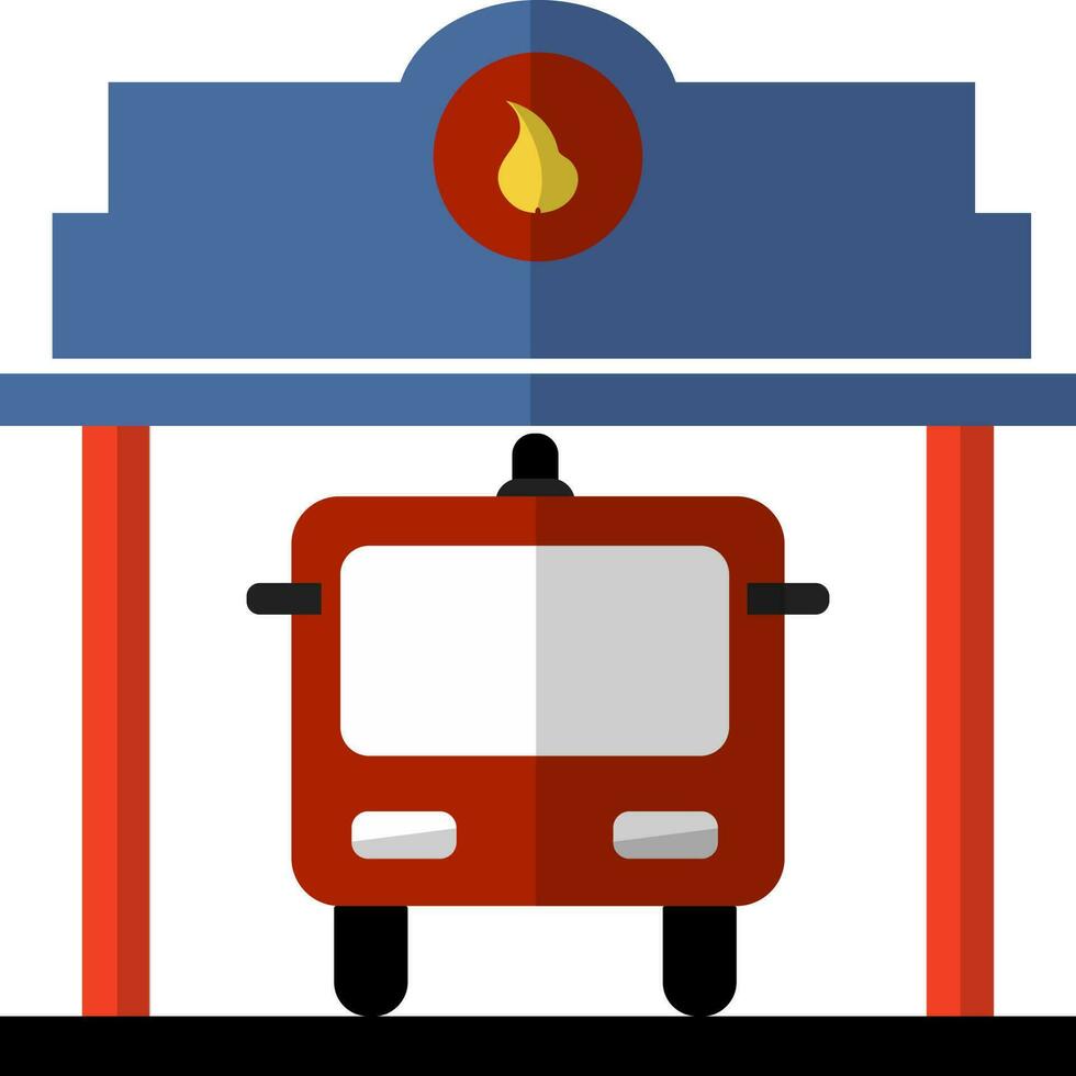 kleurrijk brand station structuur met vrachtwagen. vector