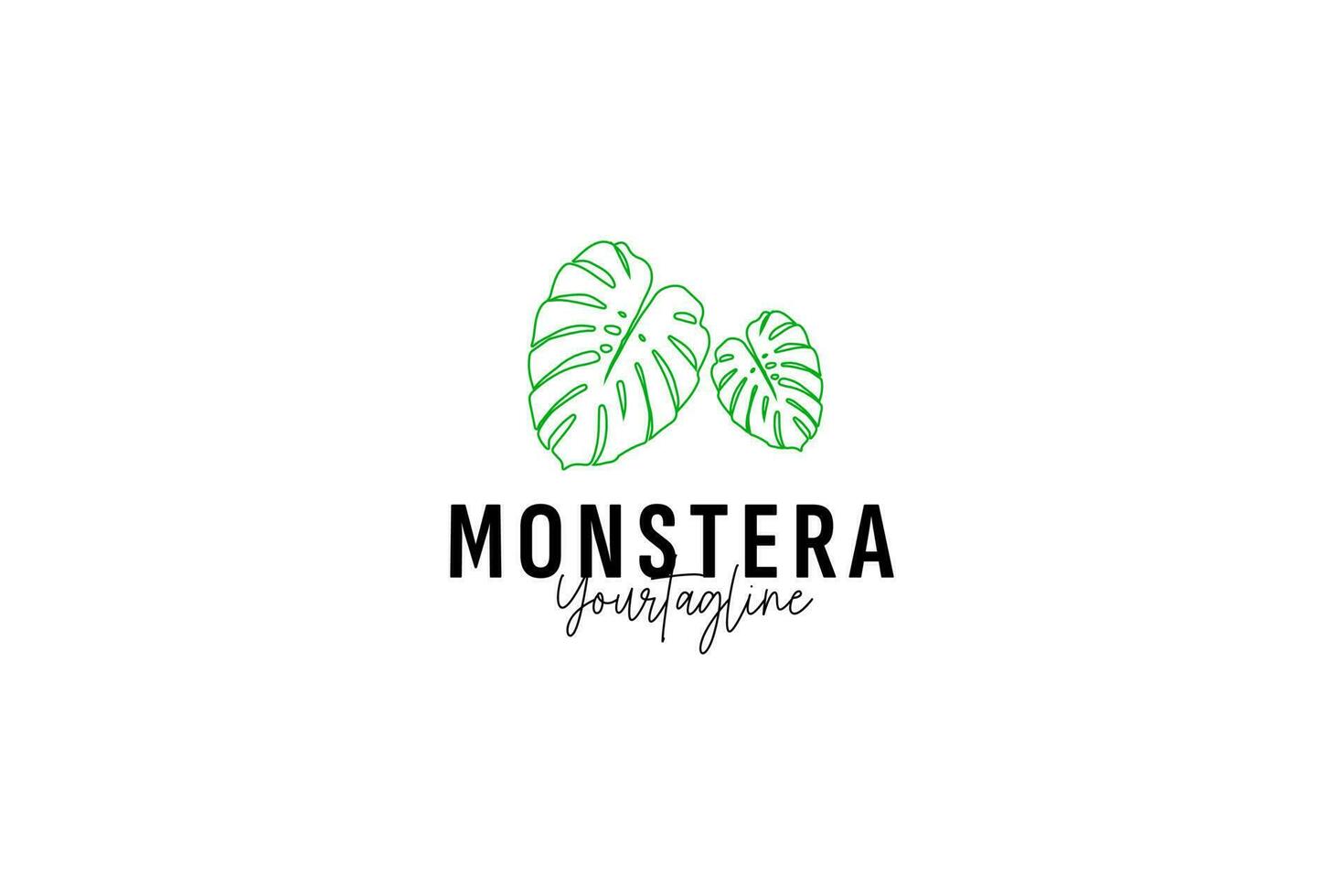 monstera blad logo vector icoon illustratie