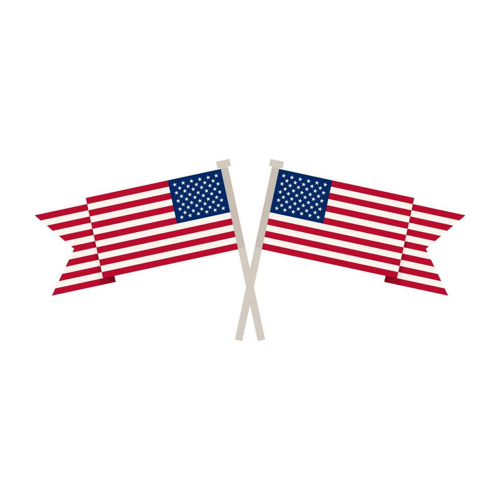 vector van twee Amerikaans vlaggen golvend