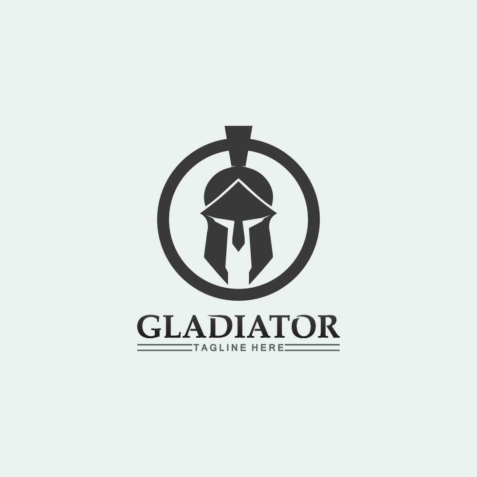 Spartaanse helm, gladiator logo sjabloon vector pictogram ontwerp, hoofd icoon van krijgers, soldaat