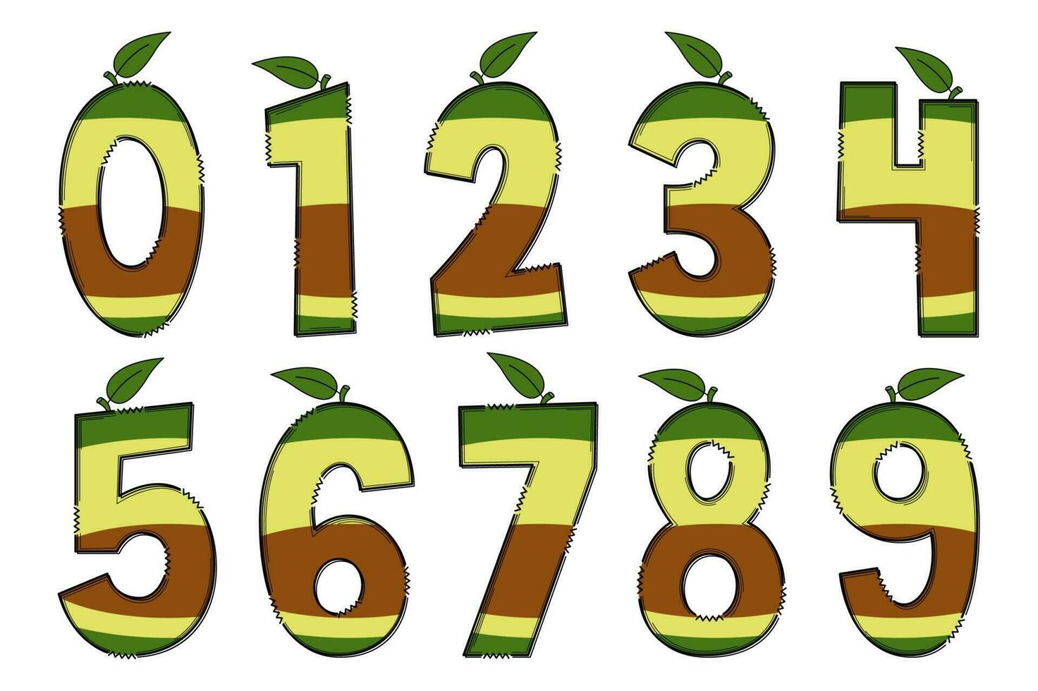 handgemaakt avocado brieven. kleur creatief kunst typografisch ontwerp vector