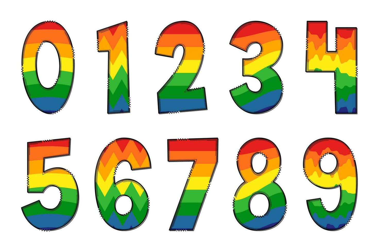 handgemaakt regenboog brieven. kleur creatief kunst typografisch ontwerp vector