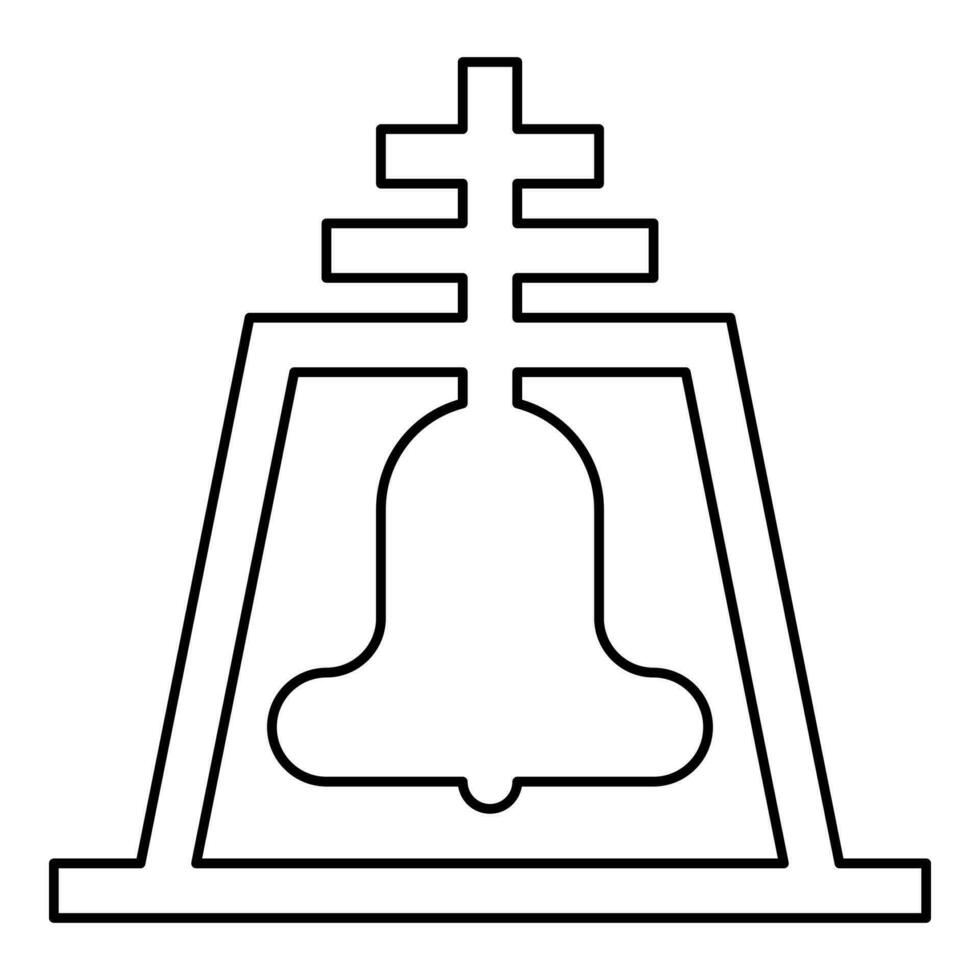 kerk klok straal concept campanile belfort contour schets lijn icoon zwart kleur vector illustratie beeld dun vlak stijl