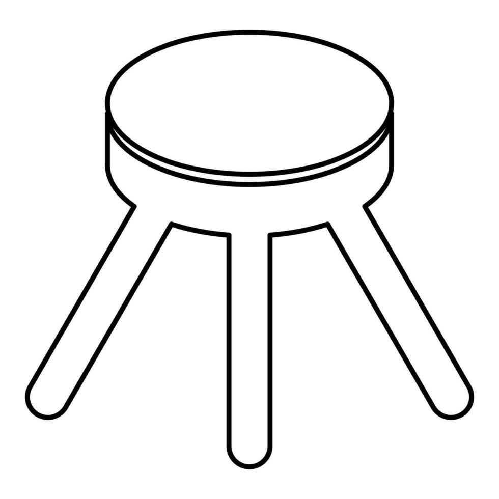 stoel met drie poten meubilair legged huishouden concept contour schets lijn icoon zwart kleur vector illustratie beeld dun vlak stijl