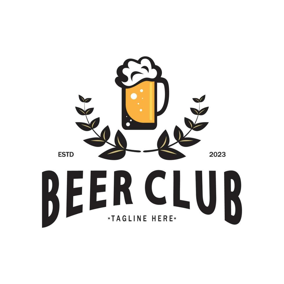 bier logo sjabloon met wijnoogst ambacht tarwe.voor insigne, embleem, mout, bier bedrijf, bar, alcoholist drinken vector