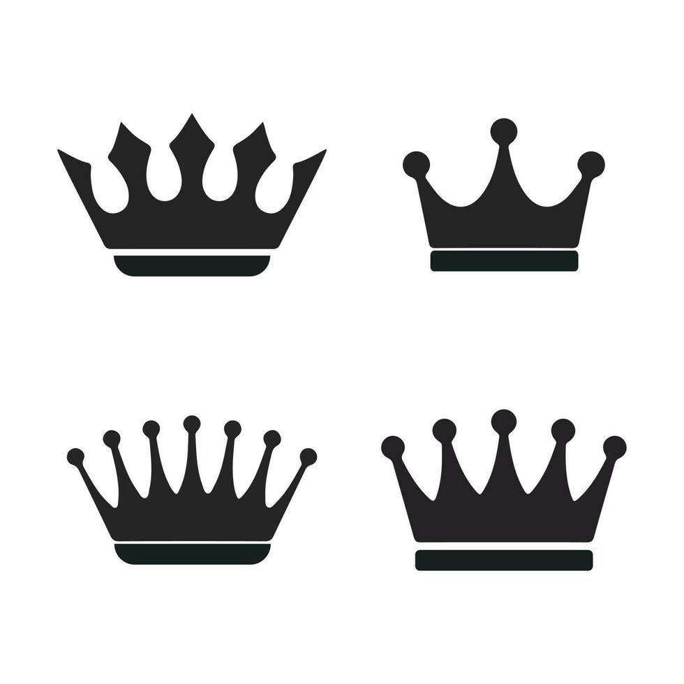 kroon icoon, zwart, wit achtergrond vector