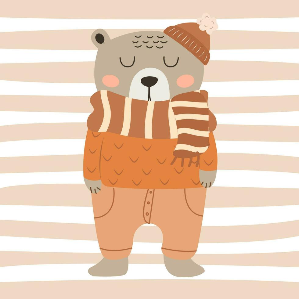 beer, teddy in Scandinavisch stijl geïsoleerd vector