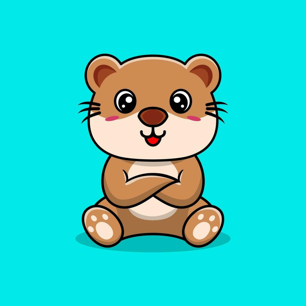 vector schattig Otter tekenfilm zittend