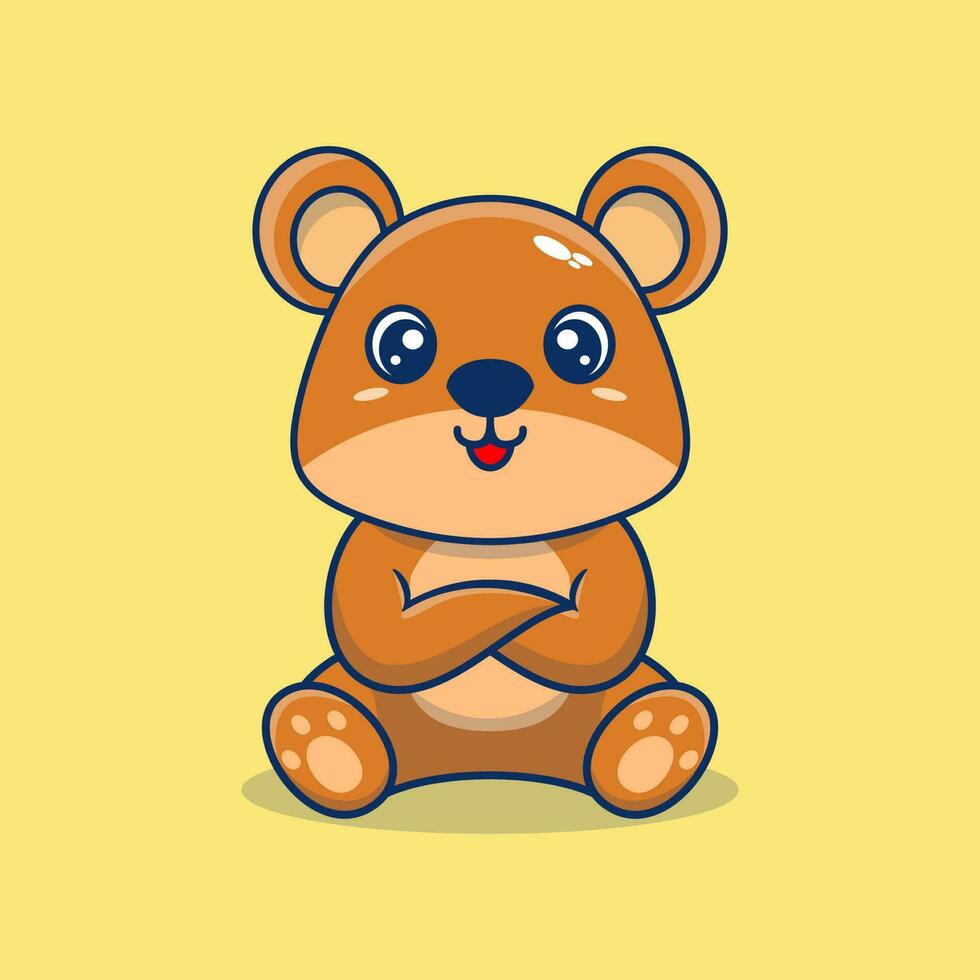 vector schattig teddy beer tekenfilm zittend