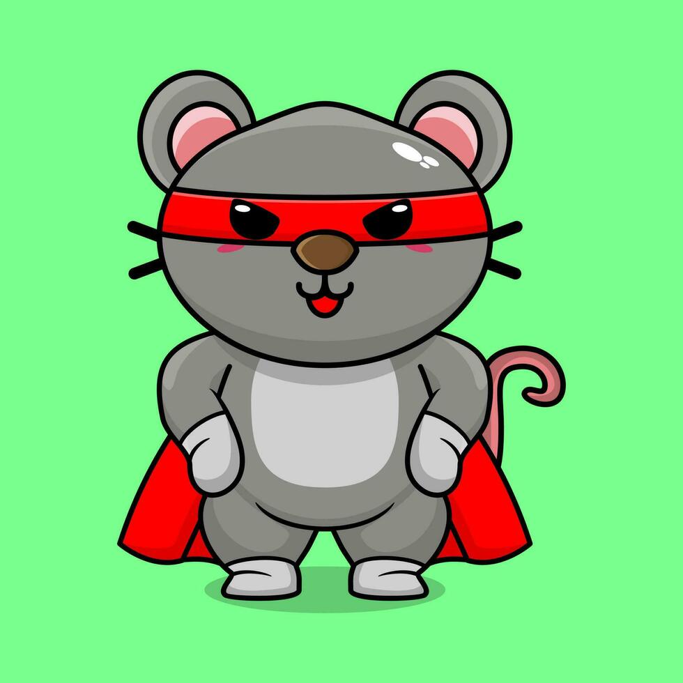 vector schattig muis super held tekenfilm vector icoon illustratie