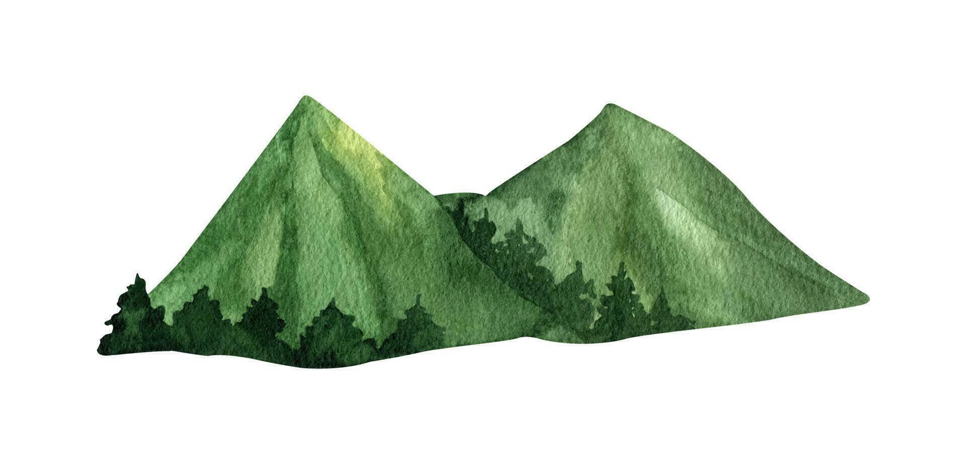 aanbiddelijk hand- geschilderd waterverf groen berg vector