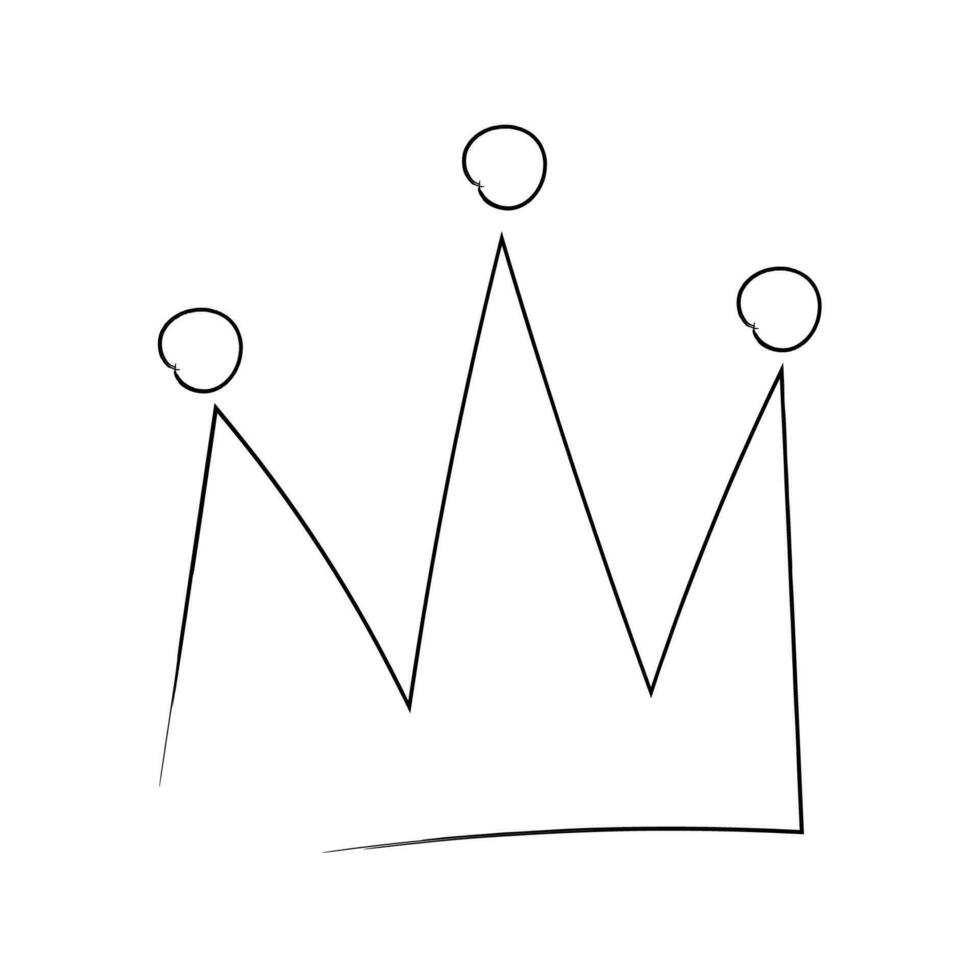 Koninklijk kroon, koningin of prinses diadeem, tiara hoofd, koning in tekening stijl, hand- getrokken lijn geïsoleerd Aan wit achtergrond. vector illustratie