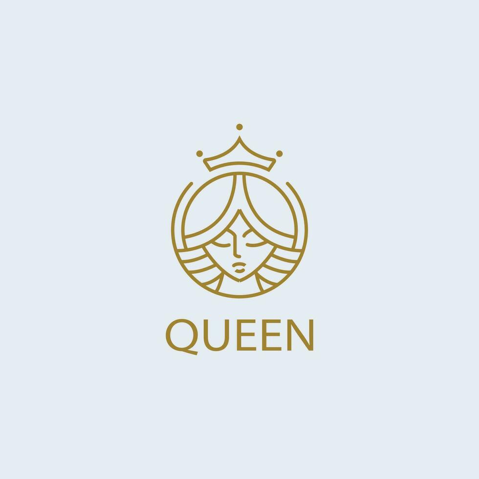 mooi koningin lijn kunst logo ontwerp vector