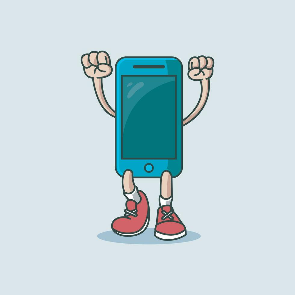 schattig mobiel telefoon karakter logo vector