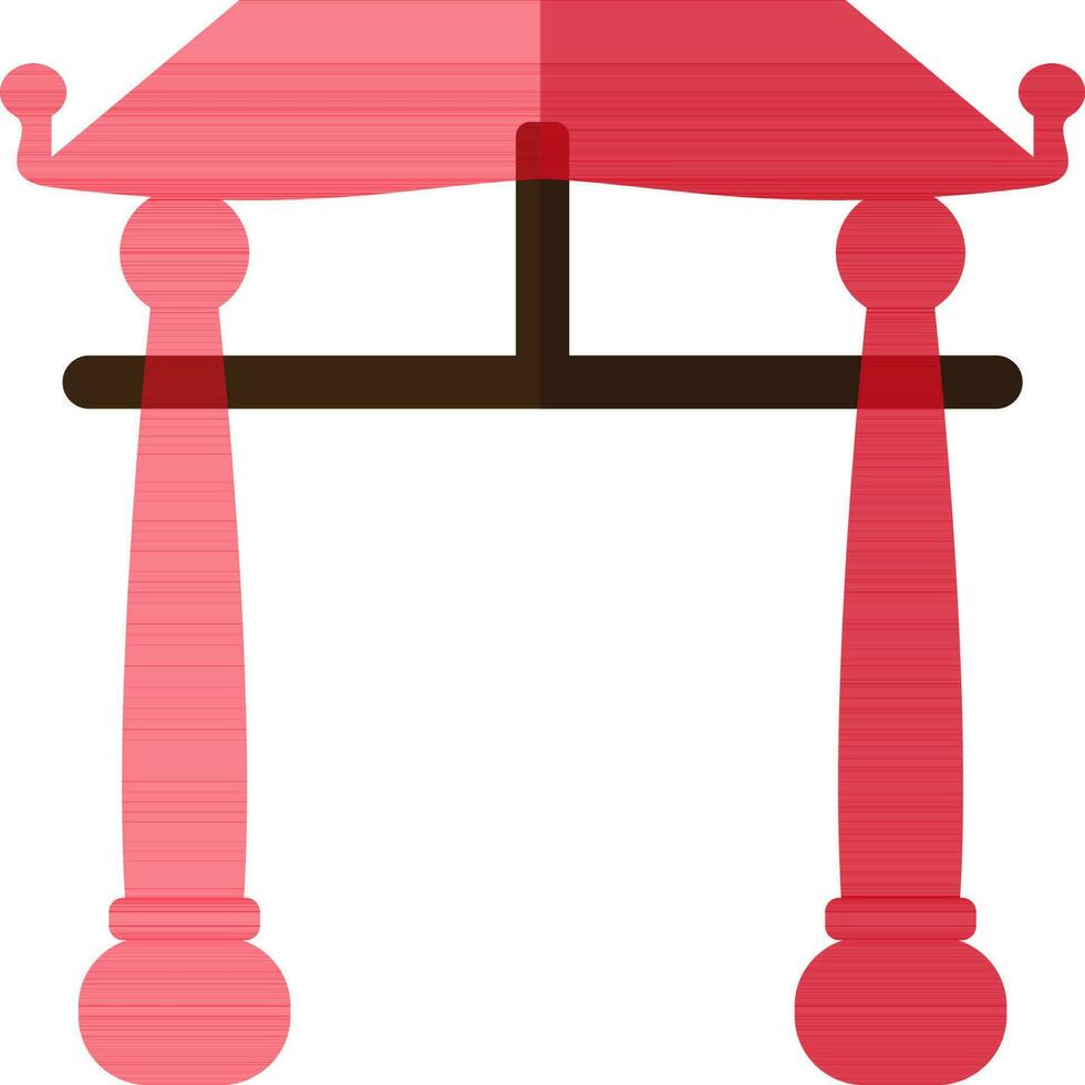 rood kleur met voor de helft schaduw van Chinese poort icoon in illustratie. vector