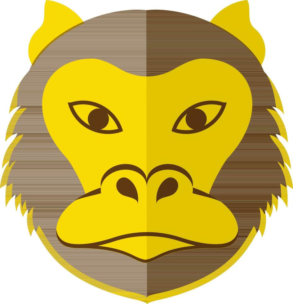 aap gezicht icoon met voor de helft schaduw in Chinese dierenriem teken. vector