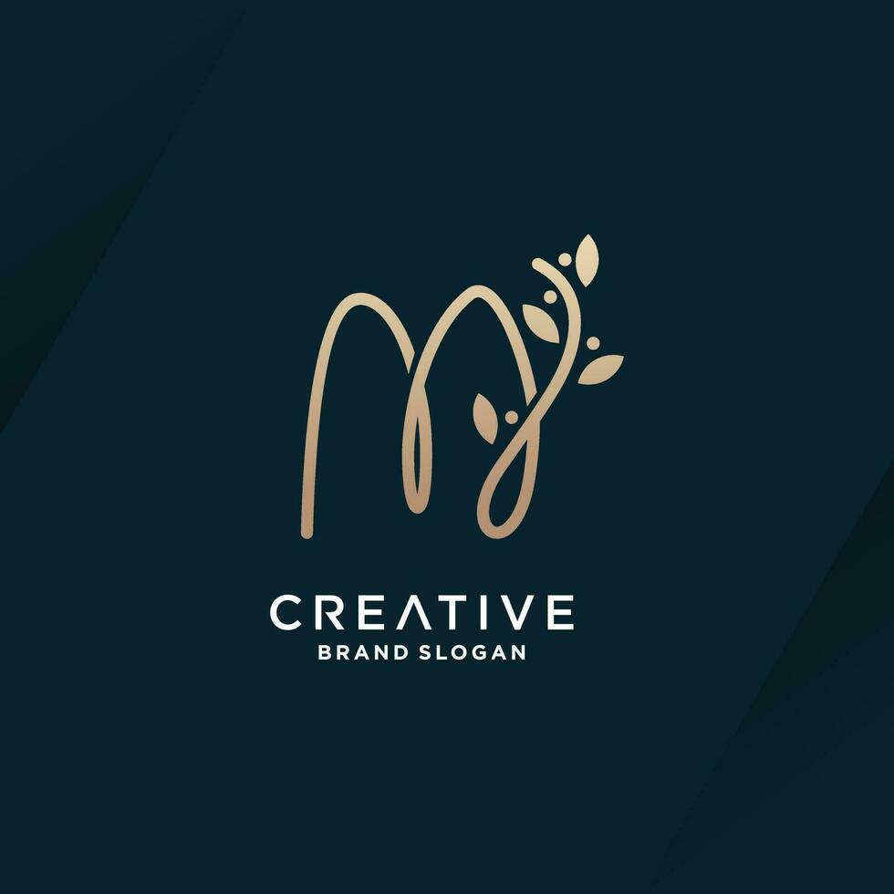 brief m logo ontwerp vector met natuurlijk schoonheid concept