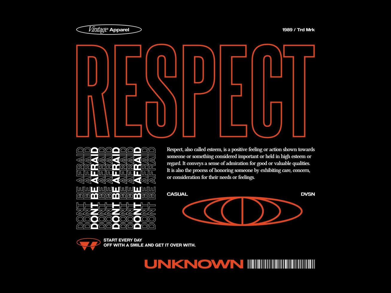ontwerp t-shirt streetwear kleding respect vector typografie perfect voor modern kleding