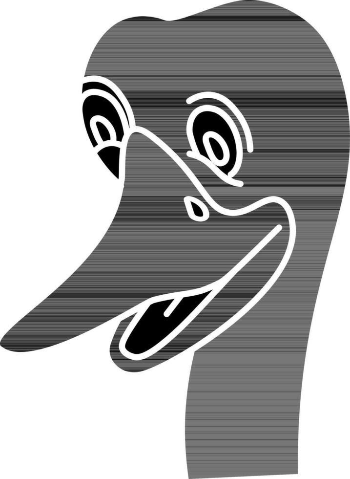 zwart en wit illustratie van struisvogel gezicht icoon in vlak stijl. vector