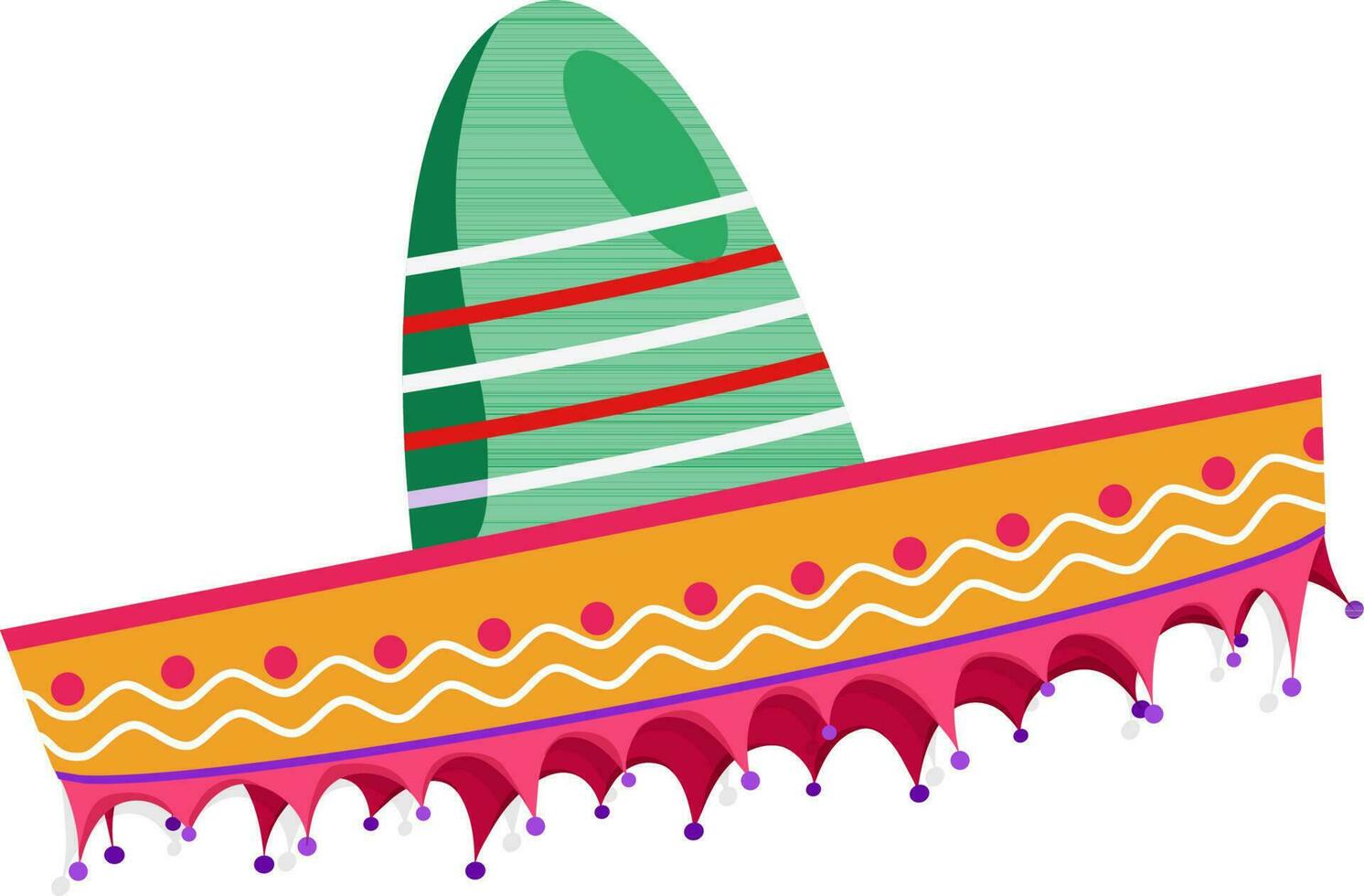 kleurrijk Mexicaans hoed Aan wit achtergrond. vector