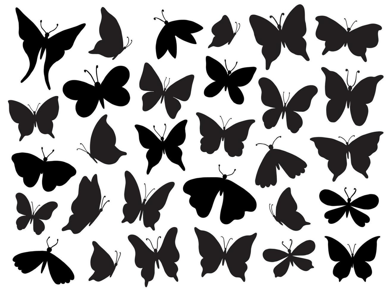 papillon silhouet. mariposa vlinder vleugel, mot Vleugels silhouetten en voorjaar bloem vlinders geïsoleerd vector illustratie reeks