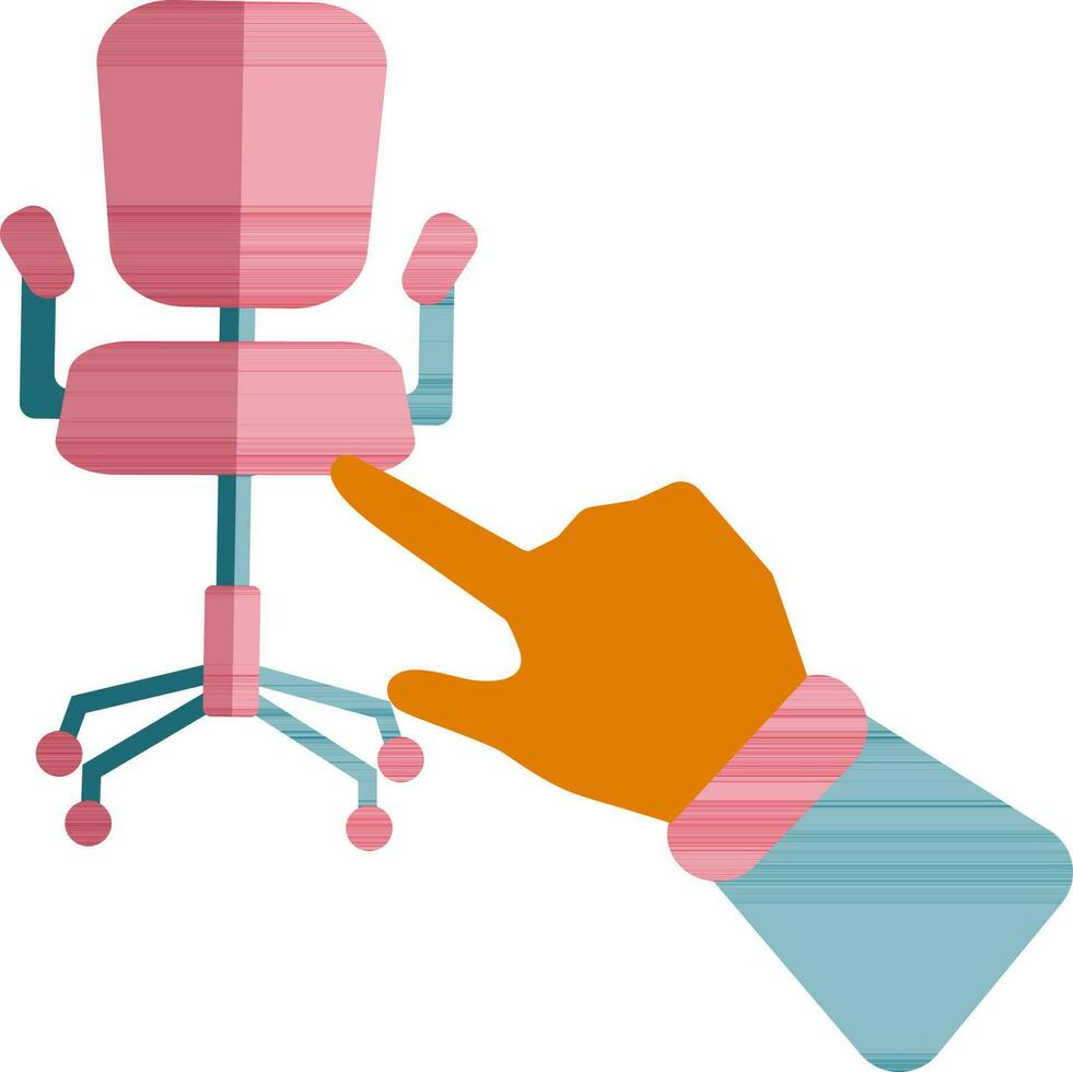icoon van werknemer stoel gezien met hand- in voor de helft schaduw. vector