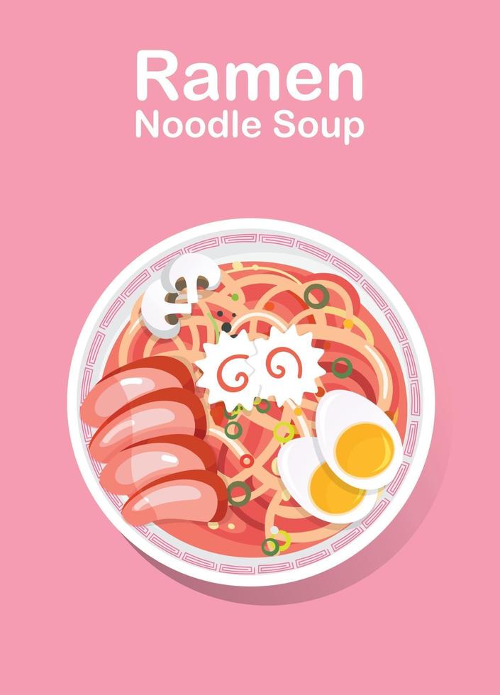 Chinese soep met noedels Japanse ramen noodle vectorillustratie vector