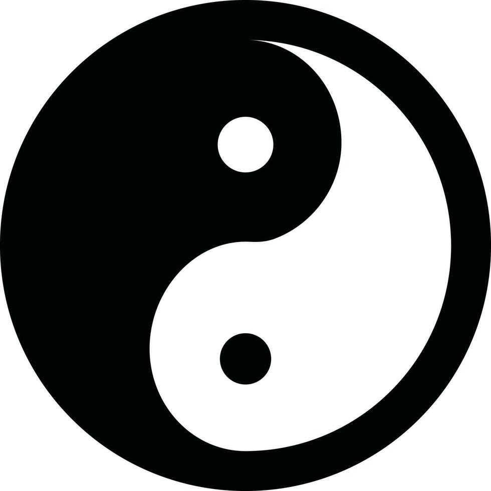 zwart en wit Yin Yang icoon in vlak stijl. vector