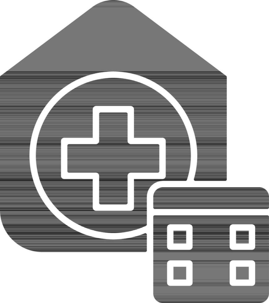 zwart en wit illustratie van kliniek of ziekenhuis kalender icoon. vector