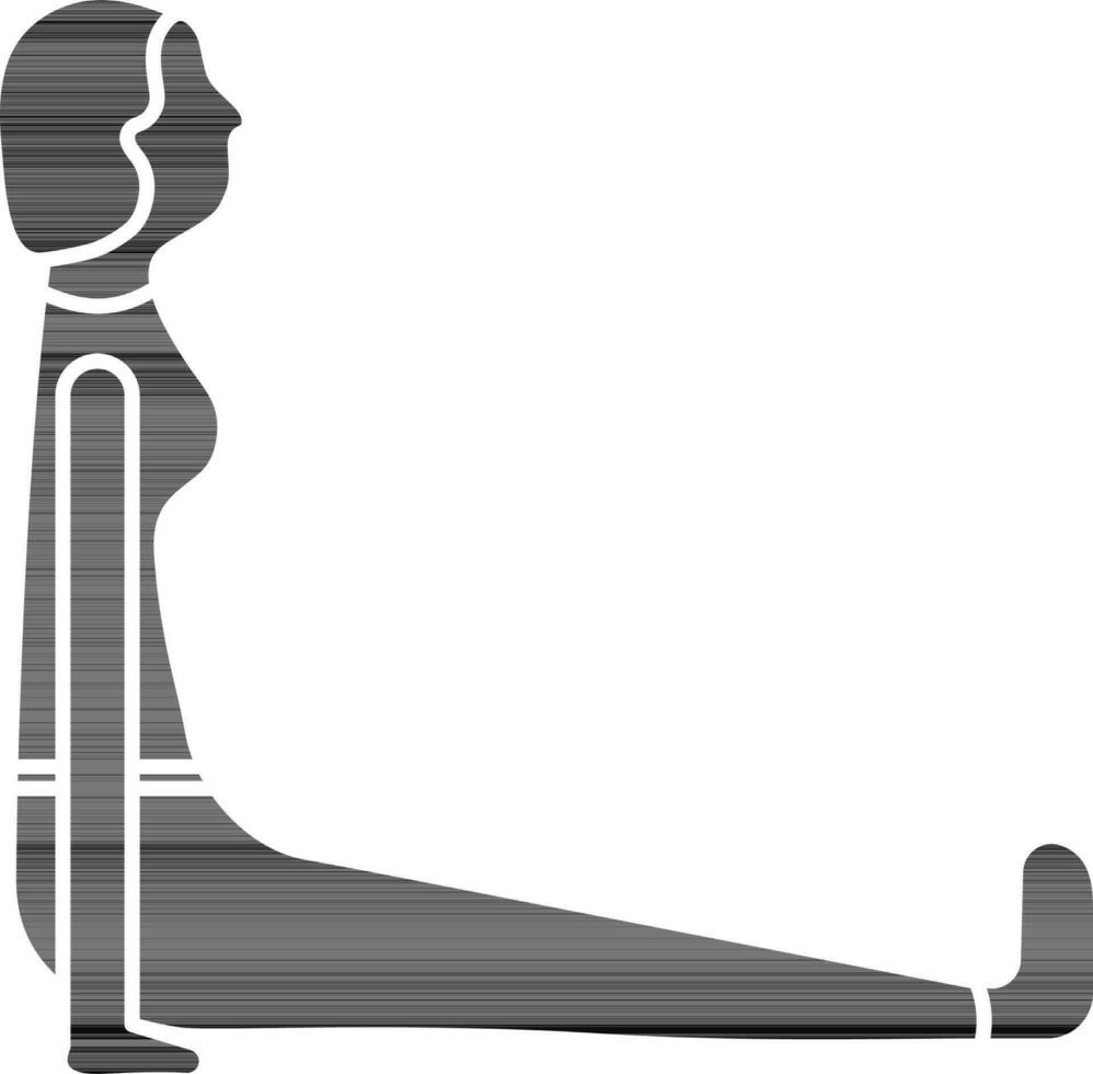 zwart en wit vrouw aan het doen gezeten personeel yoga houding icoon. vector