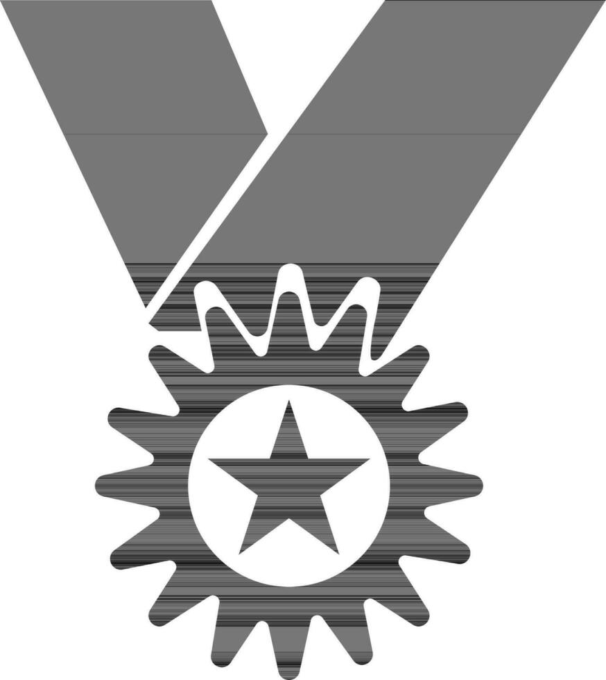 zwart en wit medaille met lintje. vector