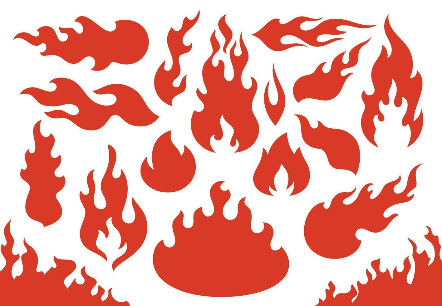 laaiend brand vlammen. vlammend rood wildvuur vurig of racing vlam. laaiend hel inferno brand pictogrammen illustratie reeks vector