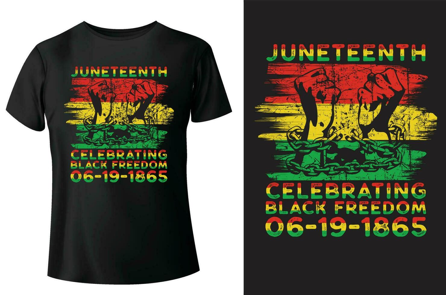 juneteenth vieren zwart vrijheid t-shirt ontwerp en vector-sjabloon vector