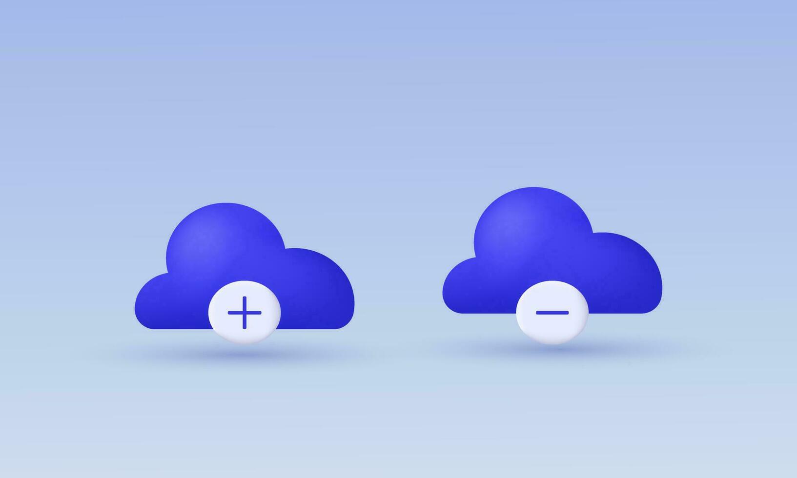 illustratie creatief wolk reeks pluspunt min 3d vector icoon symbolen geïsoleerd Aan achtergrond