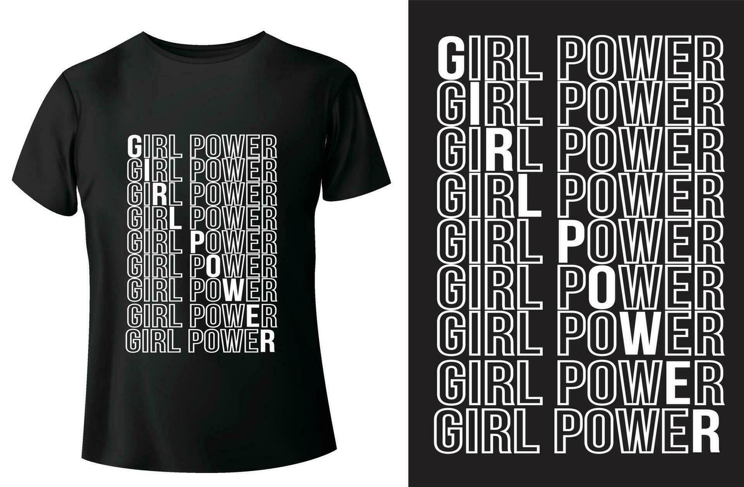 meisje macht typografie t-shirt ontwerp en vector-sjabloon vector