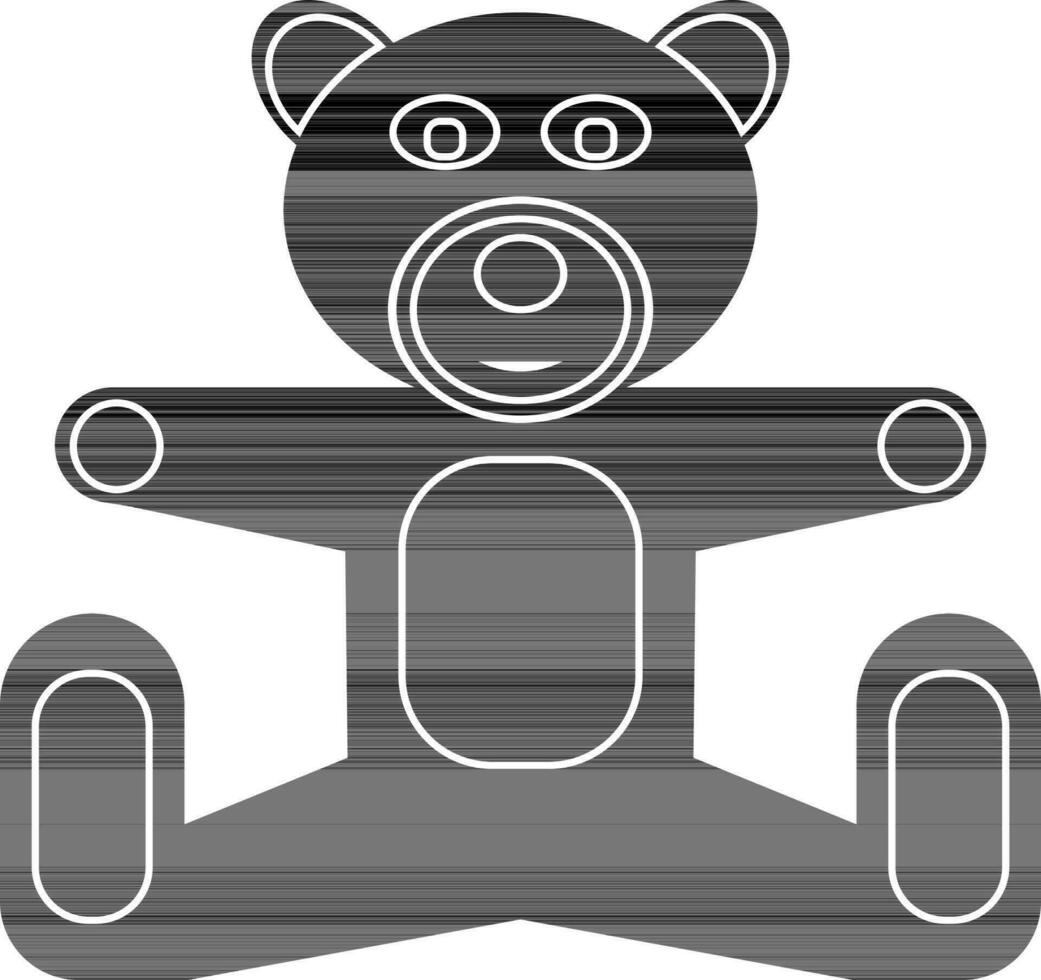 teddy beer in zwart en wit kleur. vector