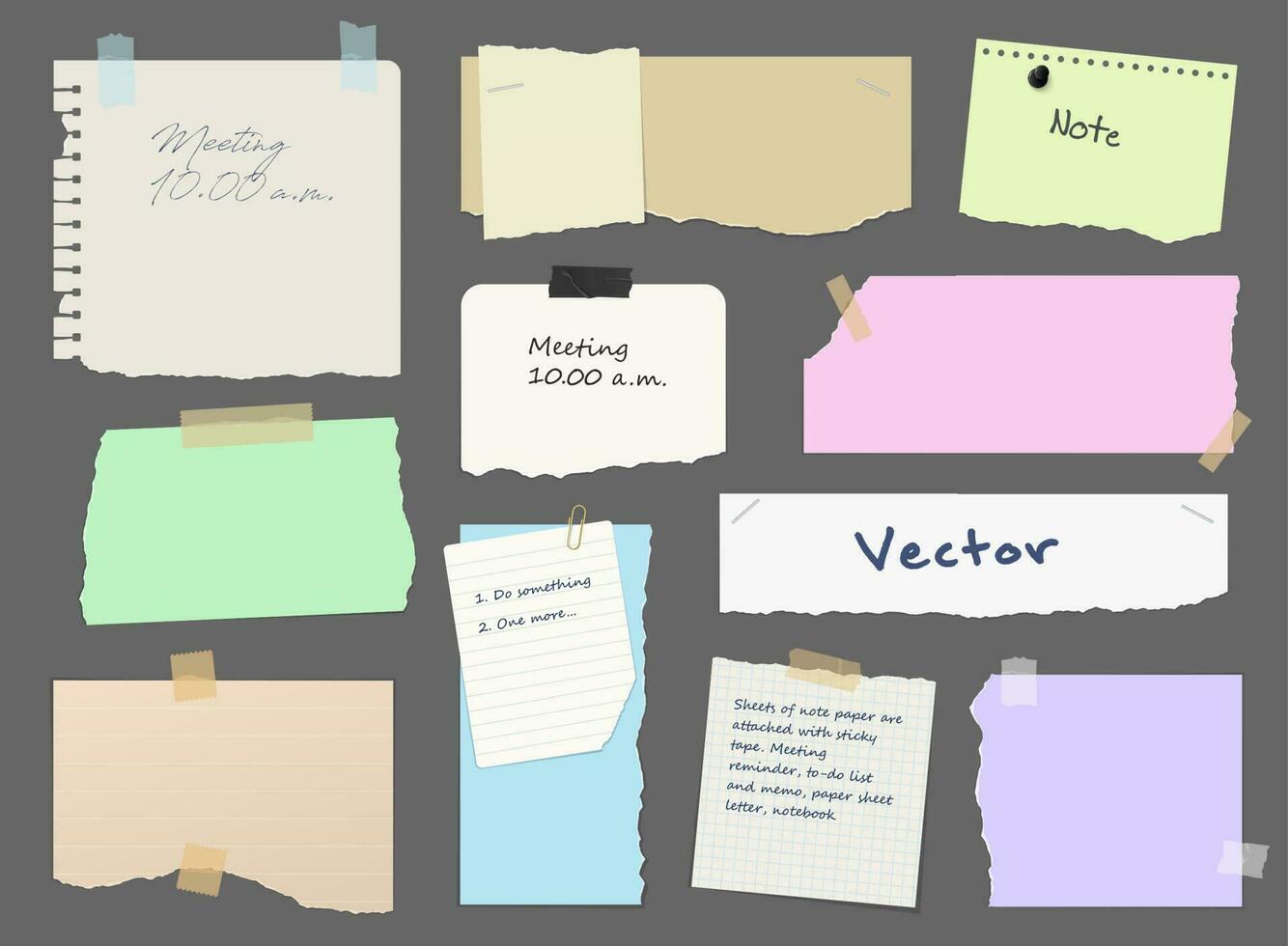 papier notities, stickers, kleverig vel en memo plakband vector