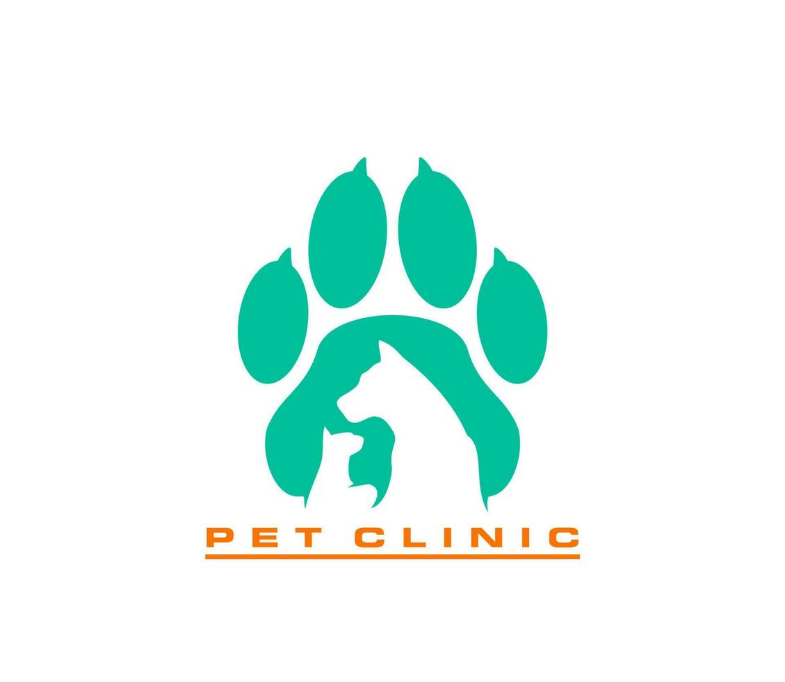 huisdier kliniek icoon, kat en hond poot, dier dierenarts zorg vector