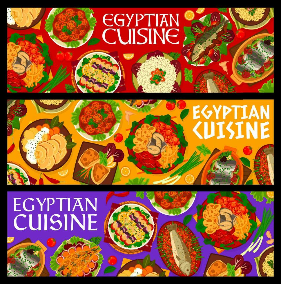 Egyptische keuken voedsel horizontaal vector banners