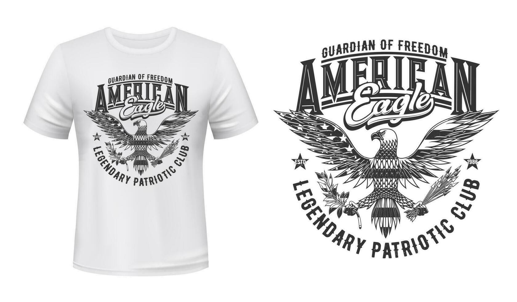 Amerikaans adelaar vlag, t-shirt afdrukken model, ons club vector