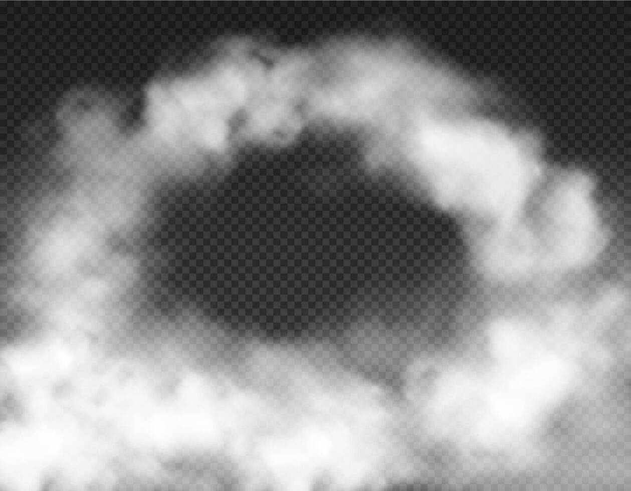 ronde boog wolken Aan transparant achtergrond, mist vector