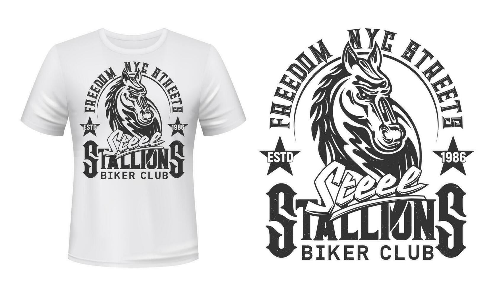 t-shirt afdrukken met paard hengst fietser club mascotte vector