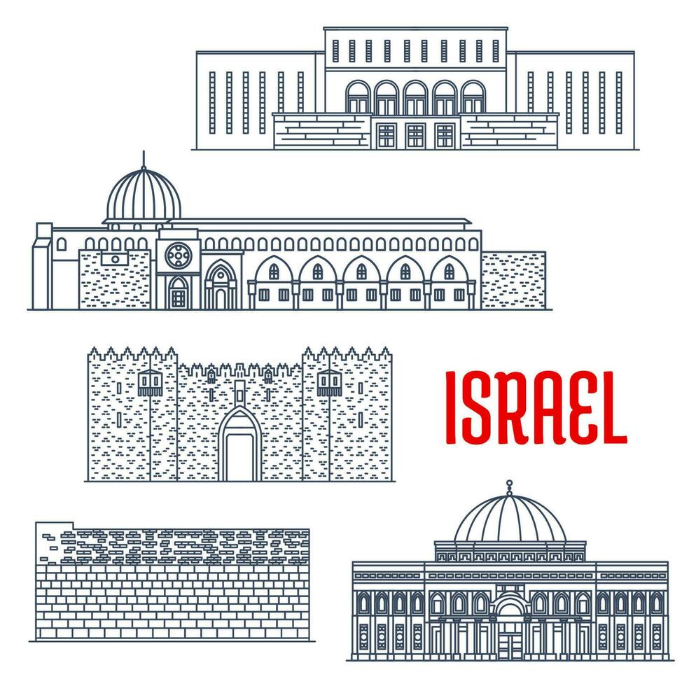 Israël reizen oriëntatiepunten, Jeruzalem architectuur vector