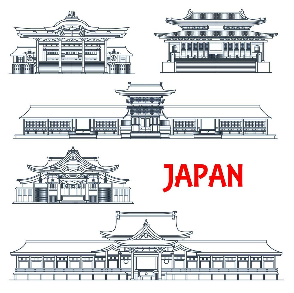 Japans tempel oriëntatiepunten fukuoka, Ikagura, oita vector