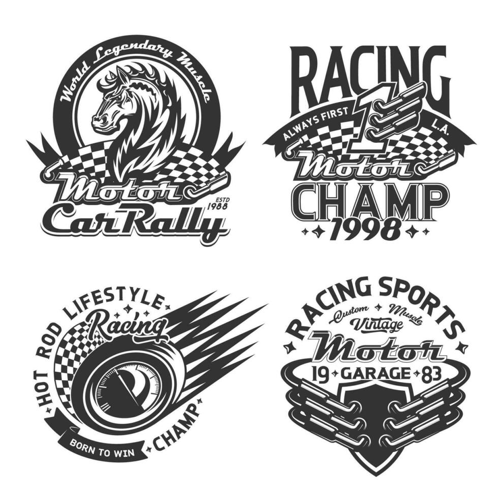 racing sport en auto rally t-shirt afdrukken mockups vector