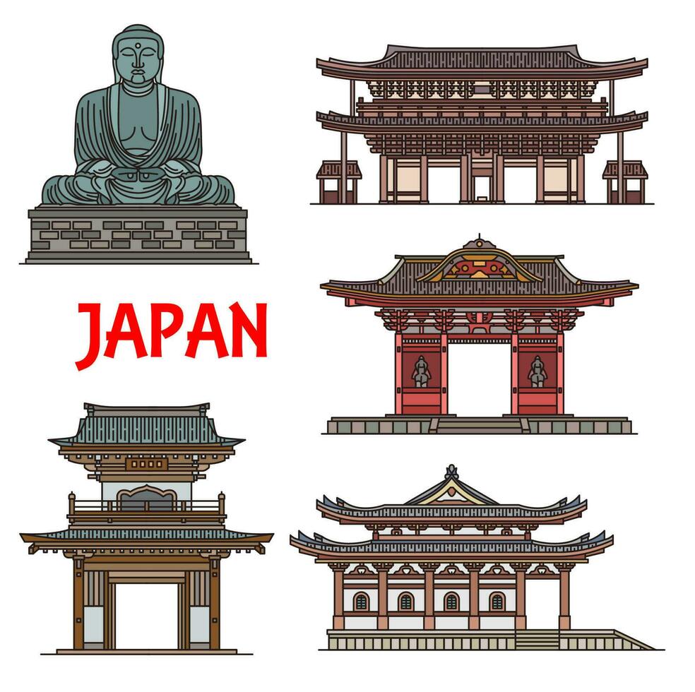 Japans tempels, pagodes kamakura architectuur vector
